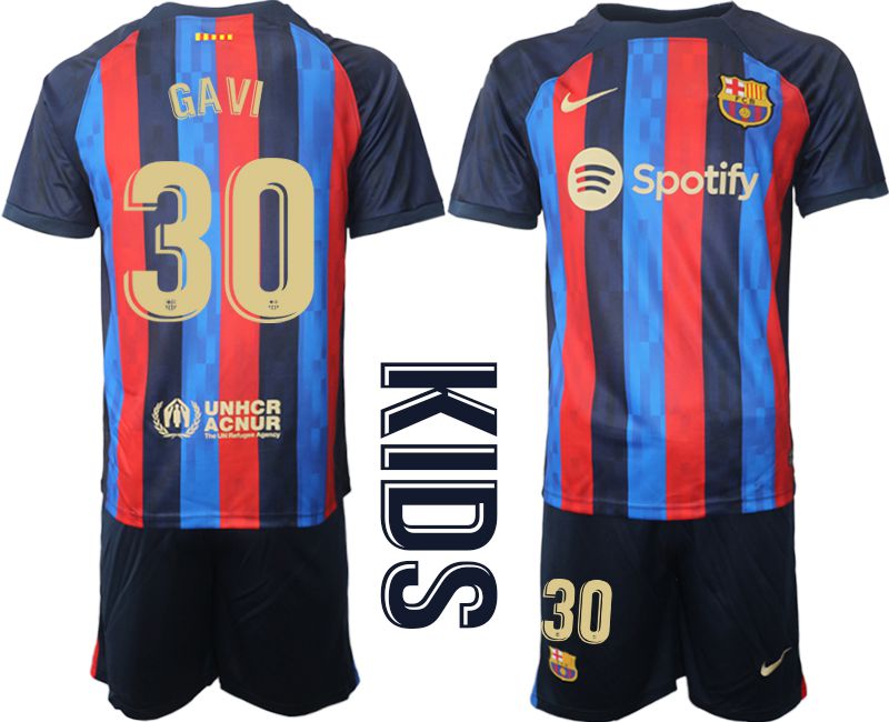Cheap Youth 2022-2023 Club Barcelona home blue 30 Soccer Jersey